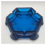 Viking Glass Blue Hexagonal Ashtray