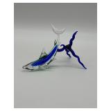 Murano Glass Shark on Coral Reef Sculpture