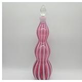 Fenton Rib Optic Cranberry Opalescent Decanter