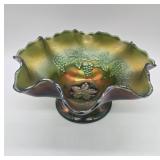 Fenton Carnival Glass Ruffled Pedestal Bowl
