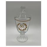 Golden 50th Anniversary Glass Jar with Lid