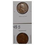 WHEAT CENTS- 1948-D 1948-S