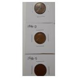 WHEAT CENTS- 1946-P 1946-D 1946-S