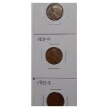 WHEAT CENTS- 1951-P 1951-D 1951-S