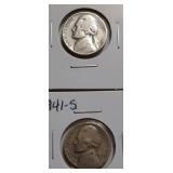 JEFFERSON NICKELS-1941-P 1941-S