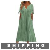 Womens Casual Maxi Dress, Sage Green 2XL New
