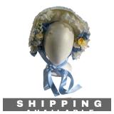 Southern Belle Bonnet Straw Floral Lace New