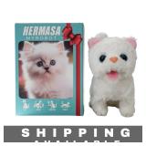 Toy Electronic Interactive White Plush Cat NIB