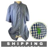 Mens Polo Shirt Blue Plaid Checkered Logo XL New