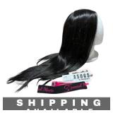 Black Straight Synthetic Hair Wig & Lash Extension