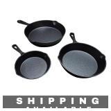 Set of 3 Cast Iron Skillet Non-Stick Pans NIB