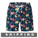 Biwisy Mens Hawaii Print Swim Trunks XL New