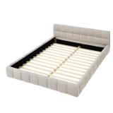 Beige Queen Size Upholstered Cloud Bed Frame NIB