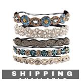 Lot of 5 Rhinestone Elastic Headband Set New