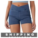 Womens Denim Shorts Crossover Large New