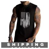 Mens American Flag Print Tank Top XXL New