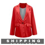 Womens Red Blazer Jacket Long Sleeve Red Coat New