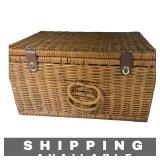 Woven Wicker Picnic Basket with Double Handles