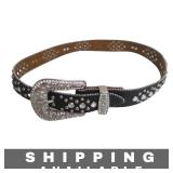 Western Rhinestone Heart Studded Belt Size 27 NIB