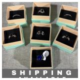 7 Statement Rings Faux Gemstone Size 20 NIB