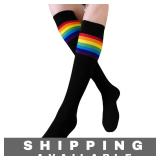 Lot of 6 pairs Rainbow Over Knee Sock One Size New