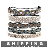 Lot of 5 Rhinestone Elastic Headband Set New