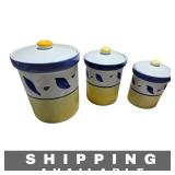 Set of 3 Williams Sonoma Ceramic Canister Set New
