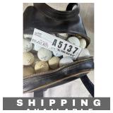 Leather Shag Bag Filled with Mixed Golf Balls