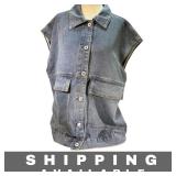 Cargo Denim Sleeveless Vest Medium