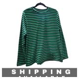 Top Long Sleeve Striped Green Black M New