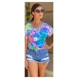 $24 GOOTUCH Womens Summer Tops Tie Dye Short...