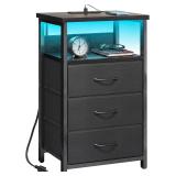 $47 Fixwal Night Stand with 3 Fabric Storage...