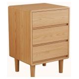 $190 Tall Nightstand with 3 Drawer Natural Wood...
