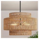 $100 19' Boho Rattan Chandelier for Dining Room...
