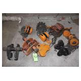 Lot Assort. I-Beam Trolley Rollers, Chain Hoists
