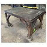 Rolling Steel Work Table, Approx. 53" x 35" x