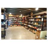 Contents of Room; (6) Shelves w/Calk, Nails,