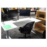 Computer Desk, Chair, (2) 24" Benq Monitors,