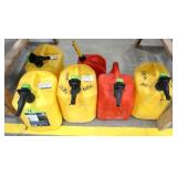 (4) 5-Gallon Diesel Cans, (1) 5-Gallon Gas Can