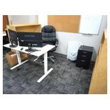 Computer Desk, Chair, (2) 24" Sceptre Monitors,
