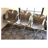 (6) Metal Swivel Chairs, (1) Metal Stool