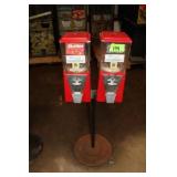 Oak Double Candy Dispenser, Coin Operated