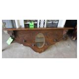 Rustic Wall Coat Rack w/Mirror, Approx. 40"W