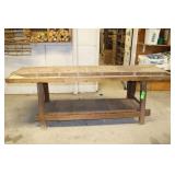 Vintage Wooden Work Bench; Approx. 94"W x 26"D