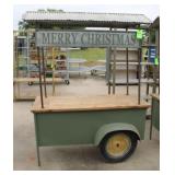 Rolling Christmas Display Cart, Metal w/Wood Shelf