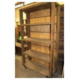 Wooden Shelf on Wheels, Approx. 45"W x 18"D x