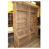 Rustic Wooden Shelf with (12) Drawers, Approx 69"W