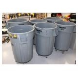 Rubbermaid Brute Commercial Trash Cans w/Dollies,