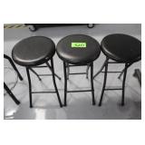 (3) Folding Round Cushion Stools 24"H