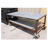 Rolling Metal Workbench, Approx. 87" x 35" x 34"H